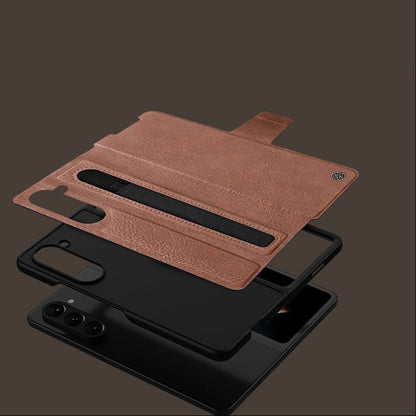 Galaxy Z Fold5 Genuine Leather Flip Case with Pen Slot casemarts