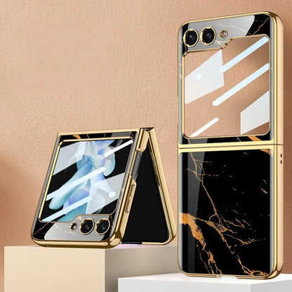 Galaxy Z Fold3 Marble Texture Glass Case casemarts