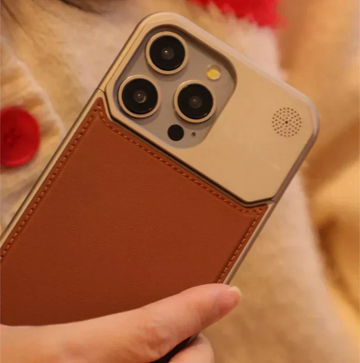 Genuine Vegan Leather Phone Case With Titanium Frame pipi