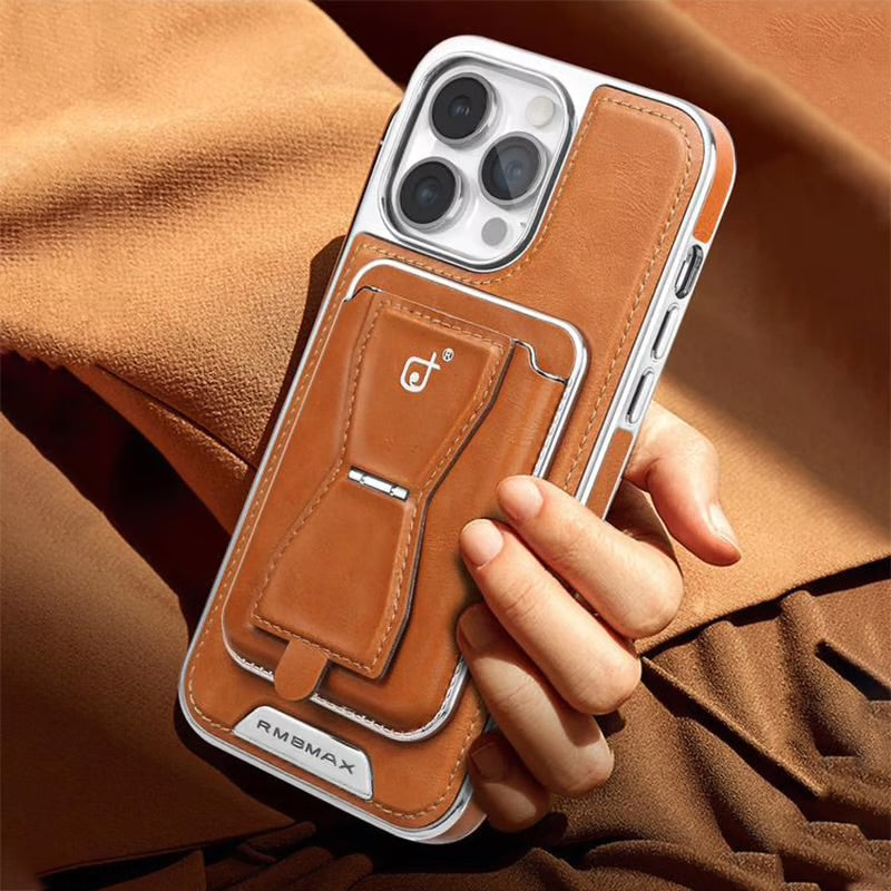 Luxury Electroplating Leather Phone Case With Magnetic Detachable Card Wallet