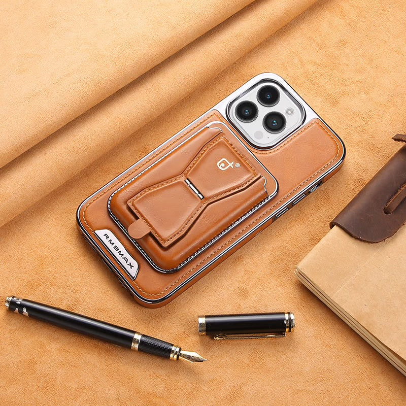 Luxury Electroplating Leather Phone Case With Magnetic Detachable Card Wallet