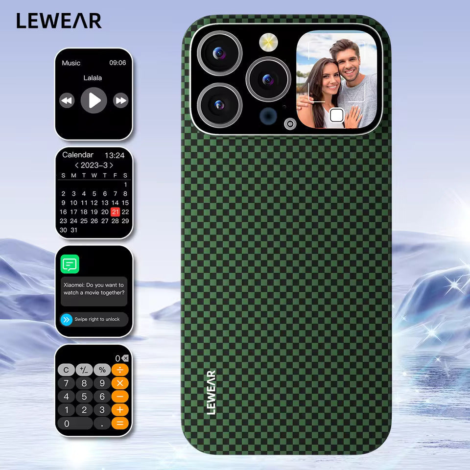 Smart iPhone Case with 1.83″ OLED Screen – Video Dial, Selfie Preview & Magnetic Charge