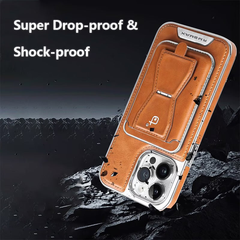 Luxury Electroplating Leather Phone Case With Magnetic Detachable Card Wallet