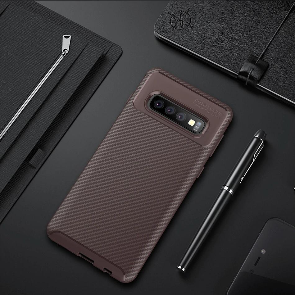 Galaxy S10 Frosted Carbon Fiber Shockproof Soft Case casemarts