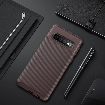 Galaxy S10 Frosted Carbon Fiber Shockproof Soft Case casemarts
