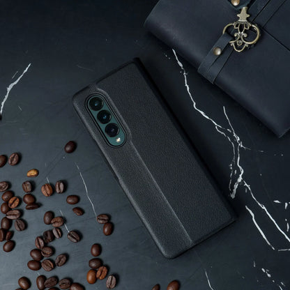 Galaxy Z Fold3 Grid Weaving Pattern Glass Flip Case casemarts