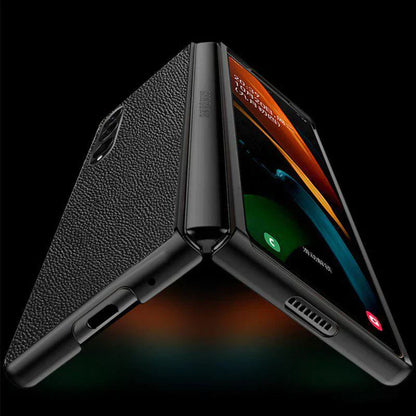 Galaxy Z Fold3 Leather Business Style Canvas Hybrid Case casemarts