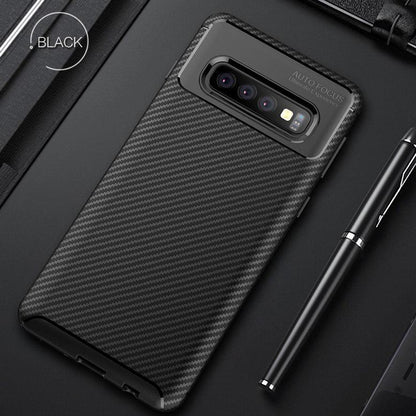 Galaxy S10 Frosted Carbon Fiber Shockproof Soft Case casemarts