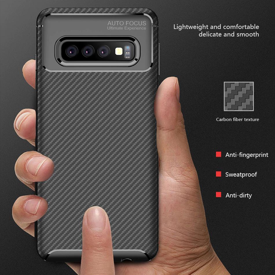 Galaxy S10 Frosted Carbon Fiber Shockproof Soft Case casemarts
