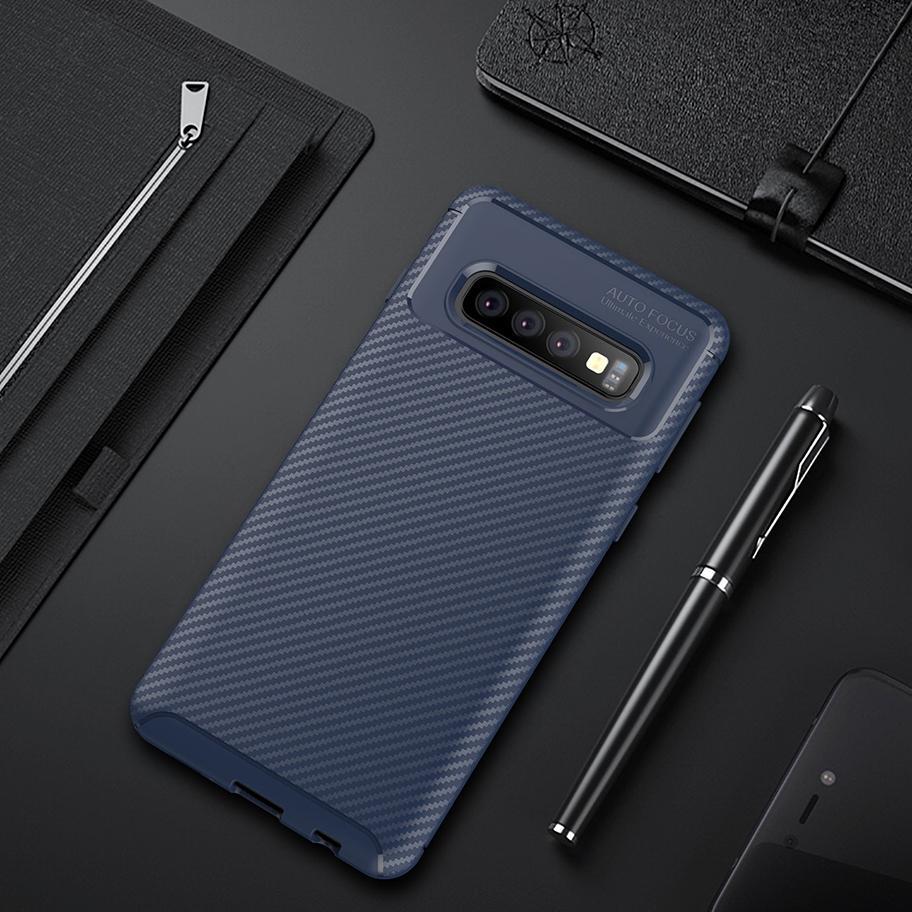 Galaxy S10 Frosted Carbon Fiber Shockproof Soft Case casemarts