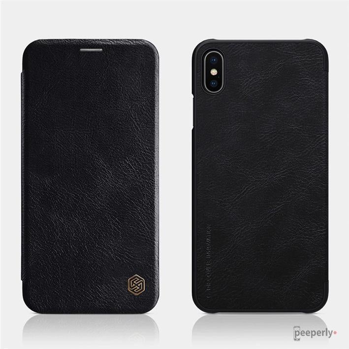 iPhone XS Max Genuine QIN Leather Flip Case casemarts