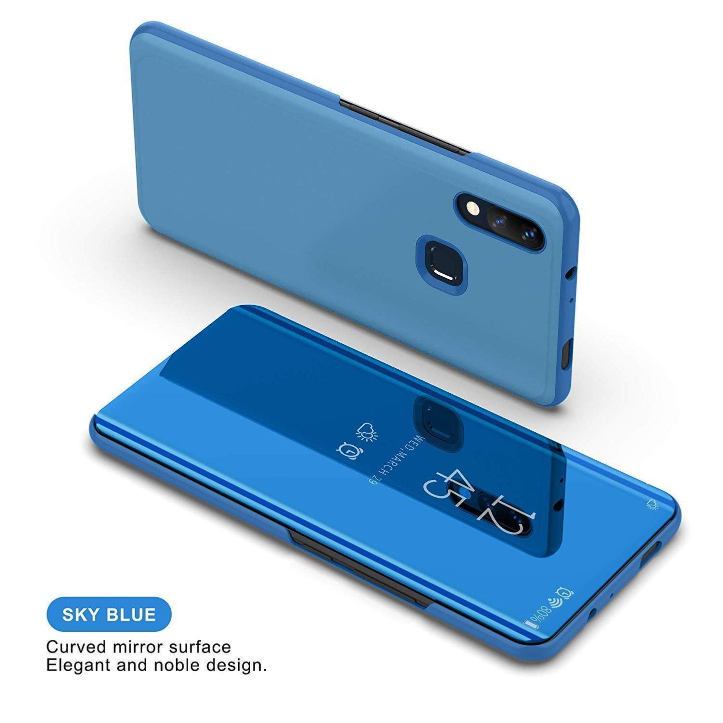 Galaxy A20 Mirror Clear View Flip Case [Non Sensor Working] casemarts