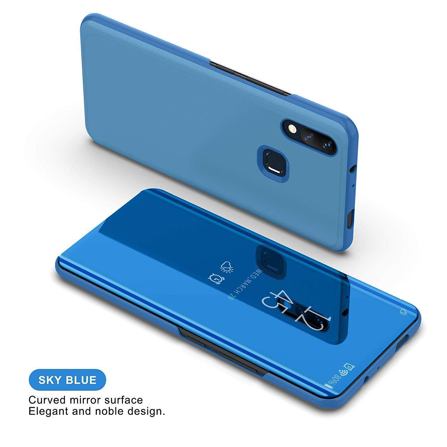 Galaxy A20 Mirror Clear View Flip Case [Non Sensor Working] casemarts