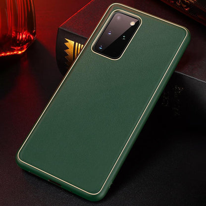 Galaxy S20 Ultra Leather Textured Gold Plated Case casemarts