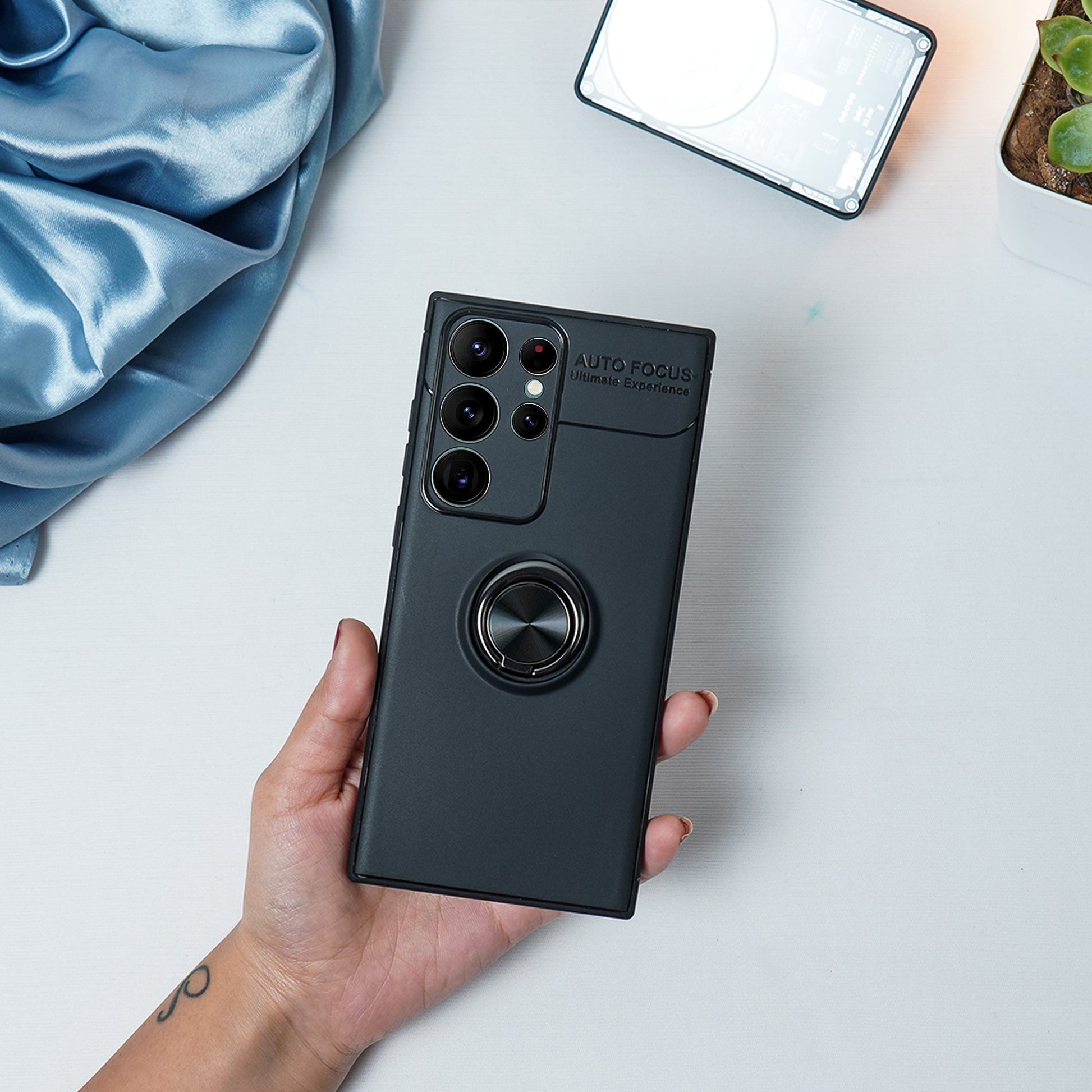 Galaxy S23 Ultra Metallic Finger Ring Holder Matte Case casemarts