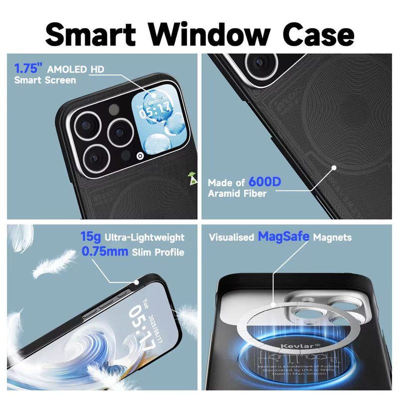 Smart iPhone Case with 1.83″ OLED Screen – Video Dial, Selfie Preview & Magnetic Charge