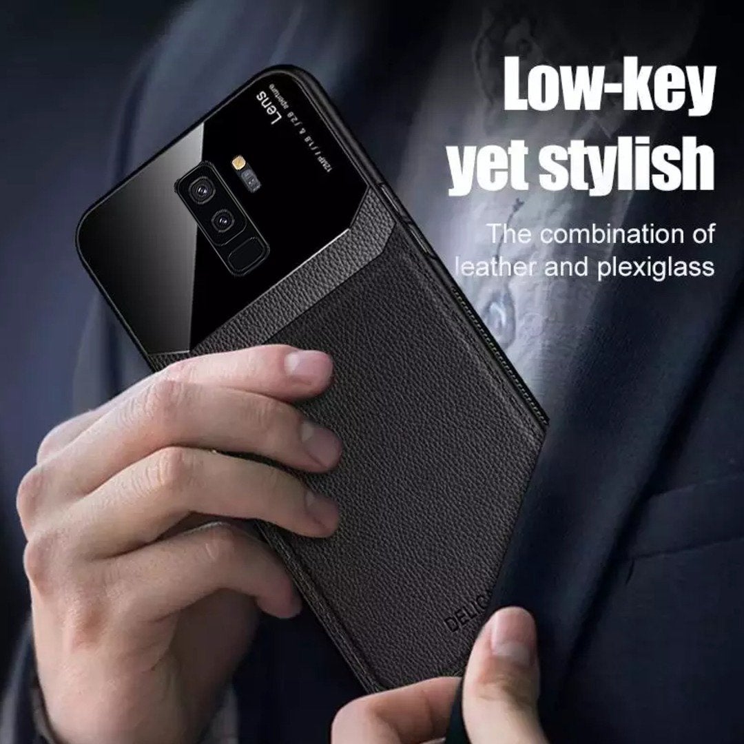 Galaxy S9 Plus Sleek Slim Leather Glass Case casemarts