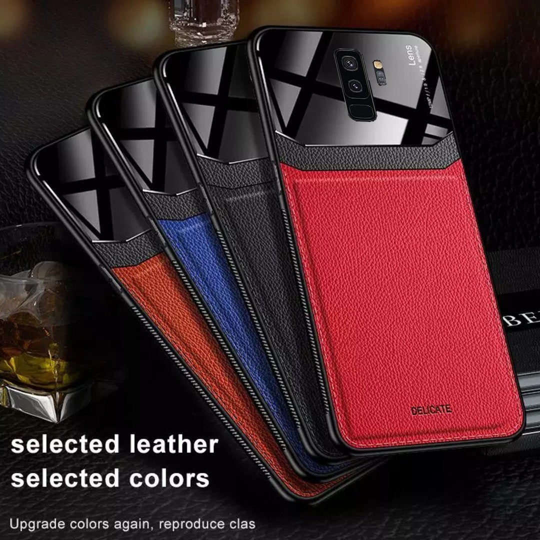 Galaxy S9 Plus Sleek Slim Leather Glass Case casemarts