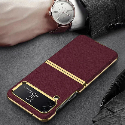 Galaxy Z Flip4 Leather Business Style Canvas Hybrid Case casemarts