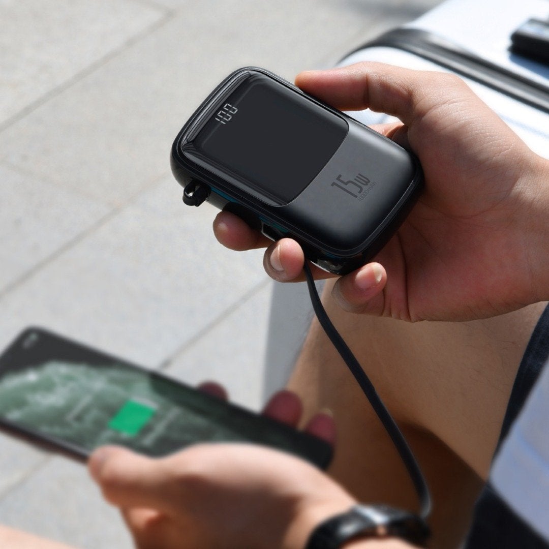 Baseus ® Qpow Digital Display 3A 10000mAh Power Bank With iPhone Cable casemarts