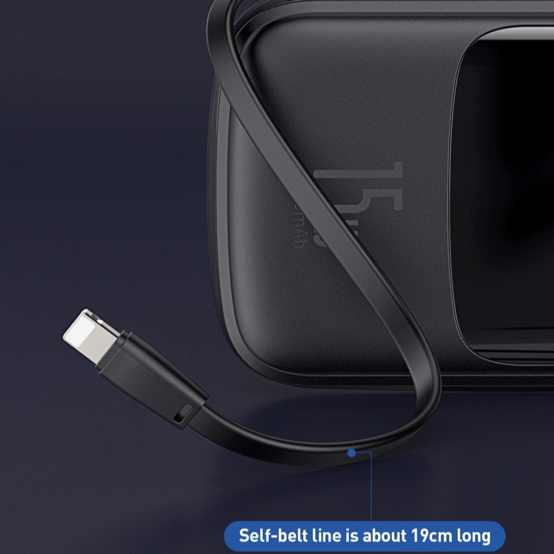 Baseus ® Qpow Digital Display 3A 10000mAh Power Bank With iPhone Cable casemarts